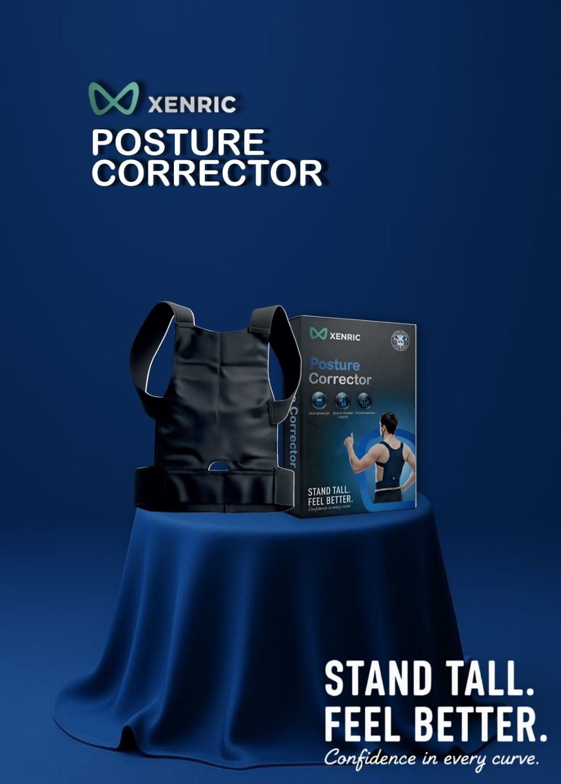 Xenric Posture Corrector Brace | Adjustable Back Support Belt for Shoulder & Upper Back Pain Relief