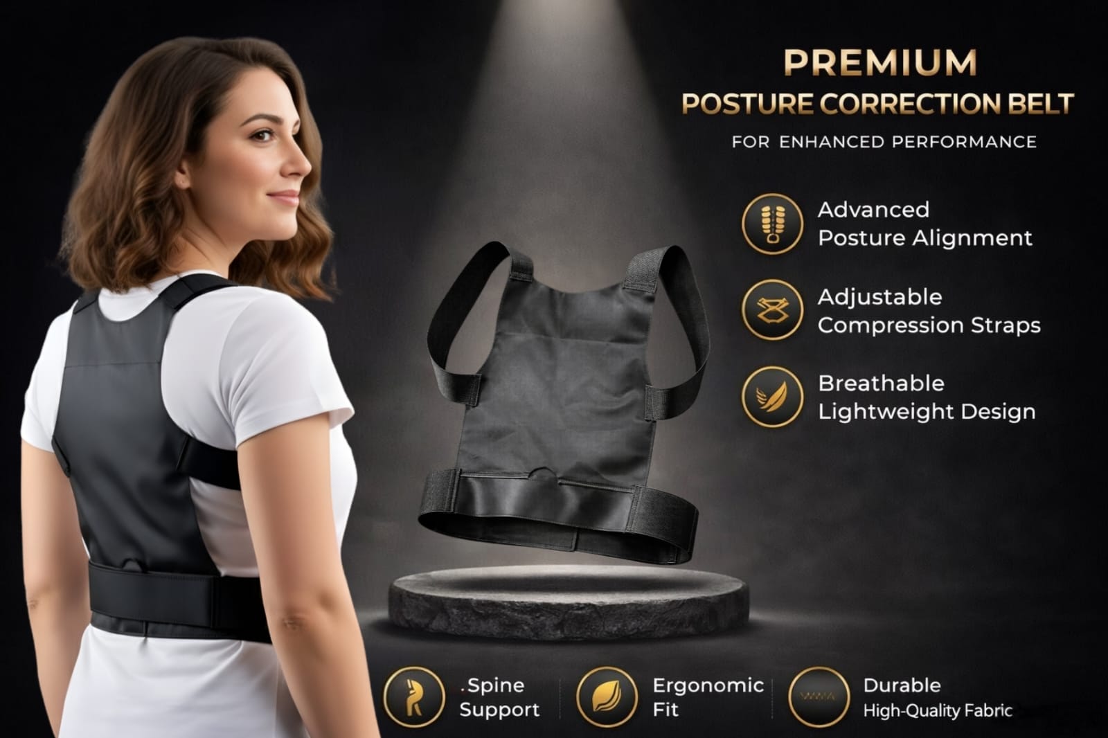 Xenric Posture Corrector Brace | Adjustable Back Support Belt for Shoulder & Upper Back Pain Relief